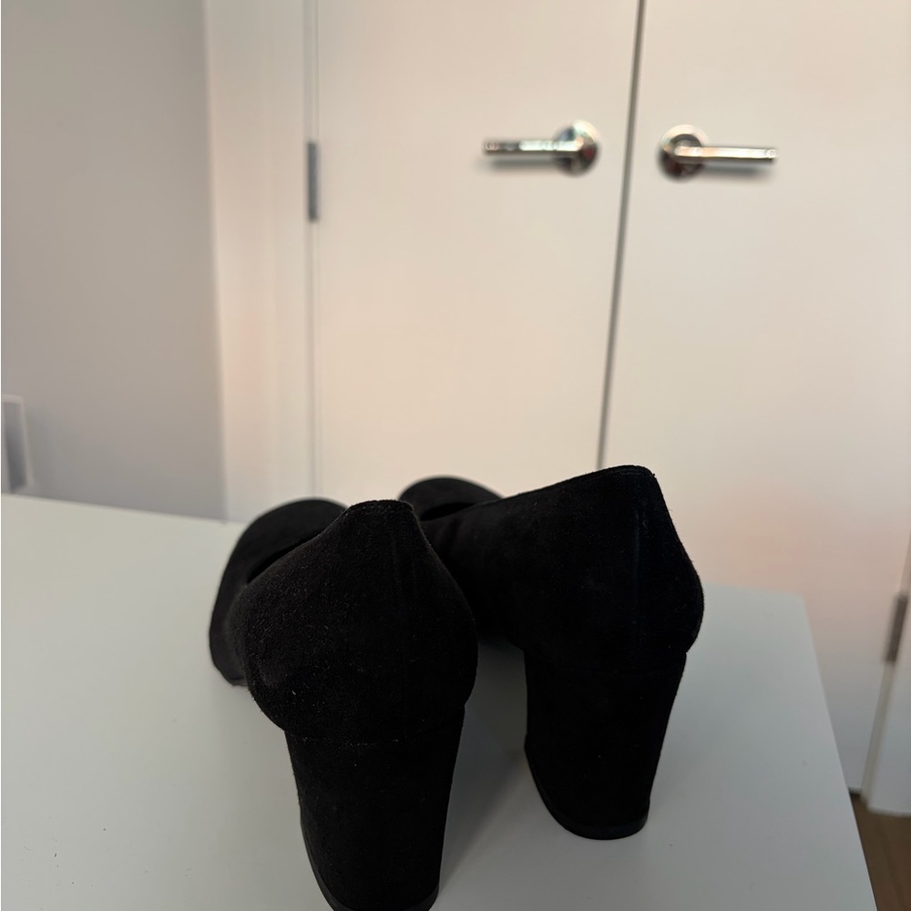 Stuart Weitzman Black Suede Block Heel Pumps - Picture 3 of 3